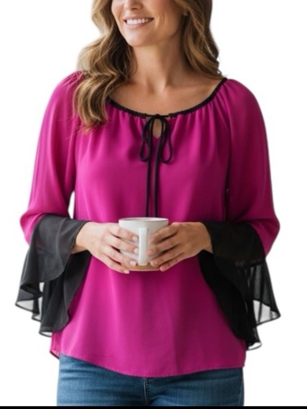 PJK PATTERSON KINCAID REVOLVE MISKA SHOULDER PINK BLACK FEMININE BLOUSE TOP XS